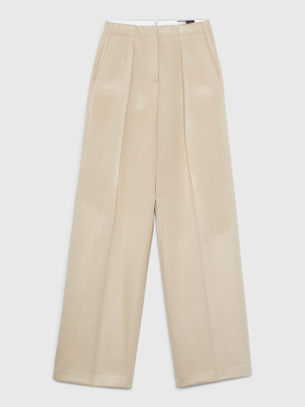Crest Relaxed Wide Leg Jersey Trousers, Sandy Beige, hi-res