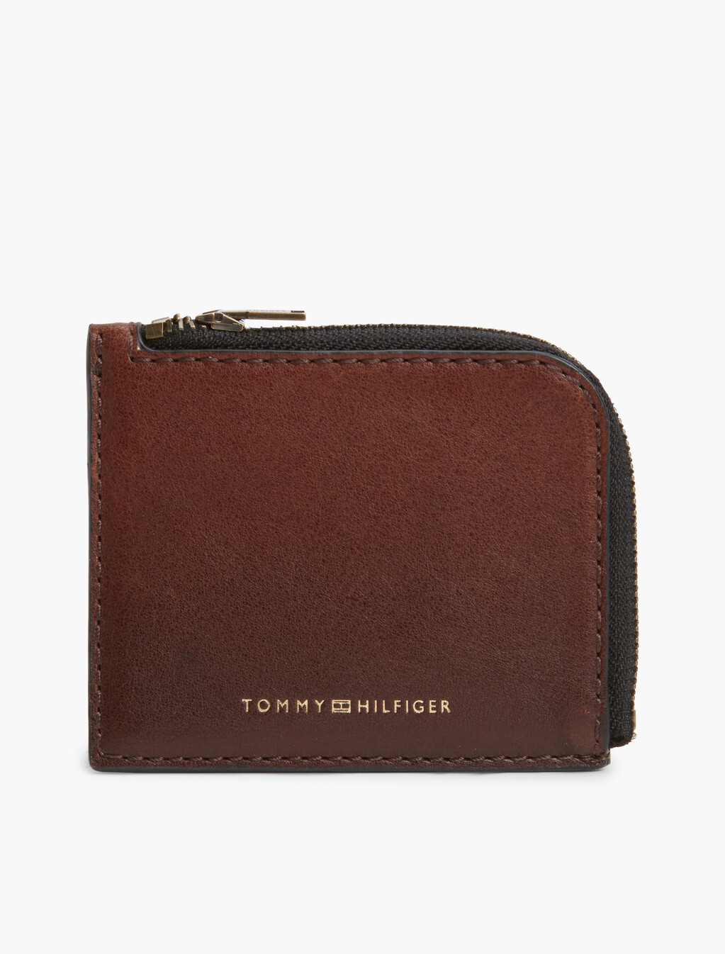 Casual Leather Zip-Around Wallet, Burnished Brown, hi-res