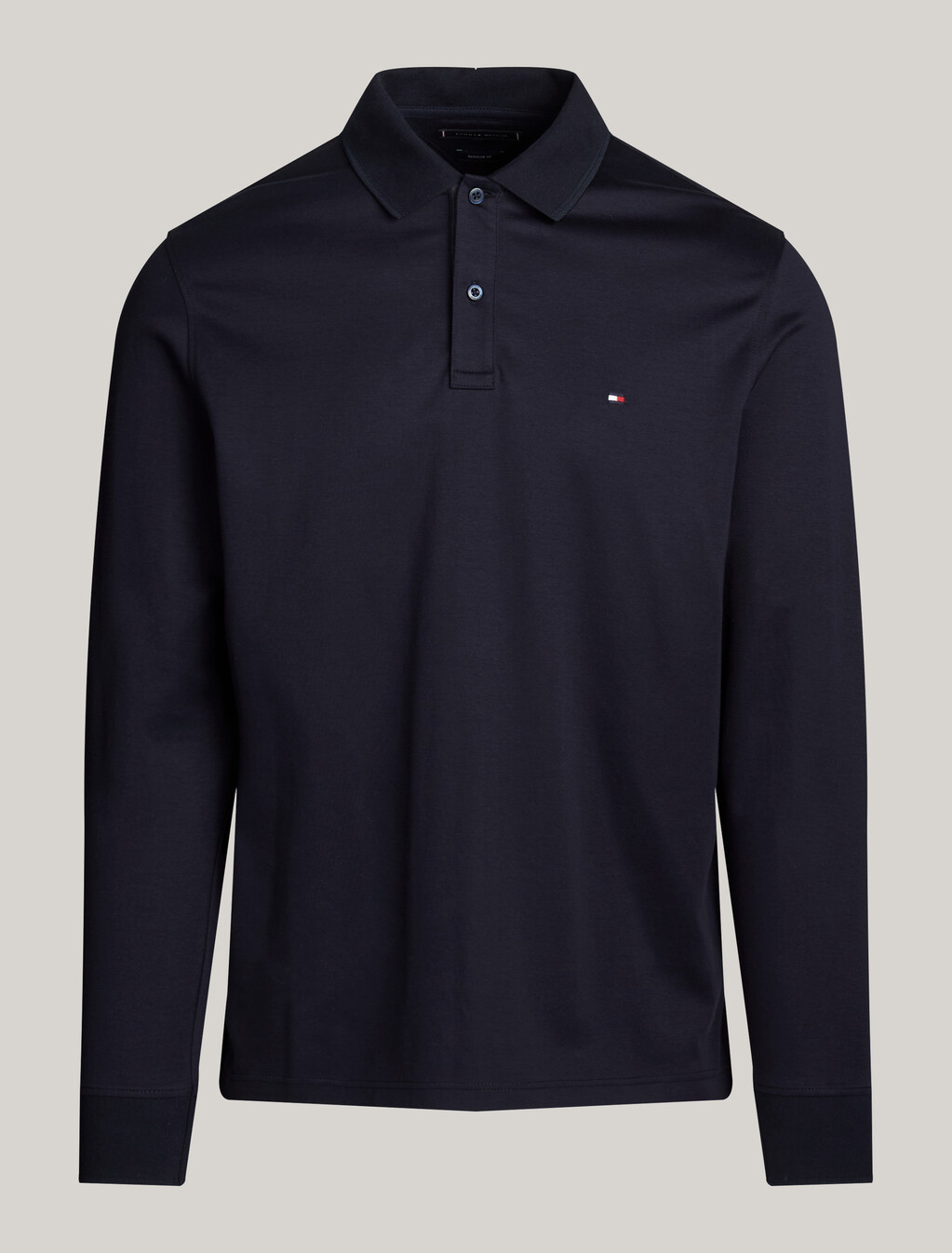 Jacquard Long Sleeve Polo Shirt, Desert Sky, hi-res