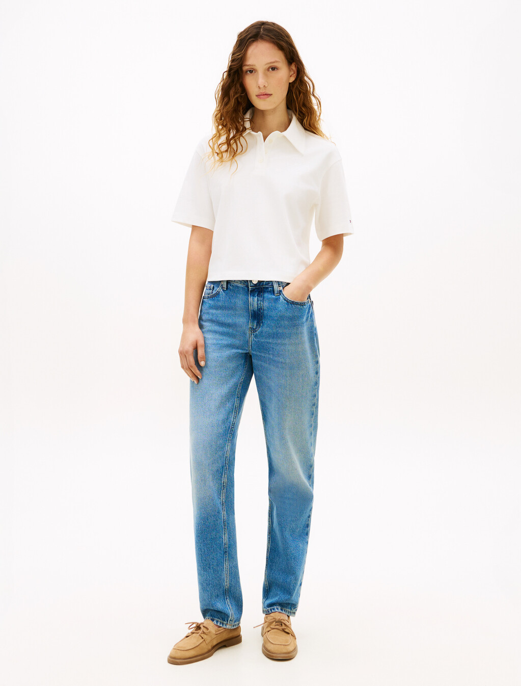 Lycra Relaxed Short Sleeve Polo, Ecru, hi-res