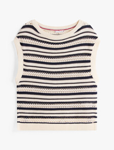 Crochet Sweater Vest, Desert Sand Dune/Dark N N Stp, hi-res