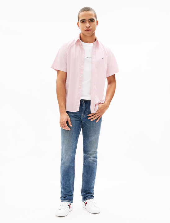 Oxford Stripe Short Sleeve Shirt, Rose Petal / Stripes Oxford Stripe Short Sleeve Shirt