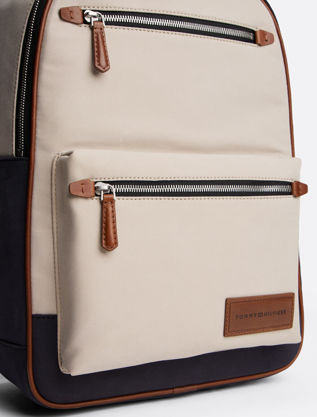 Casual Logo Patch Backpack, Classic Beige, hi-res