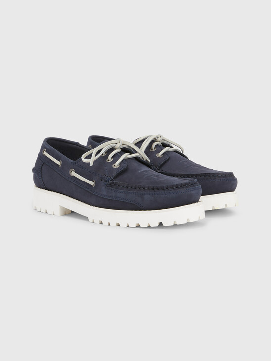 NUBUCK LEATHER CLEAT CHUNKY BOAT SHOES