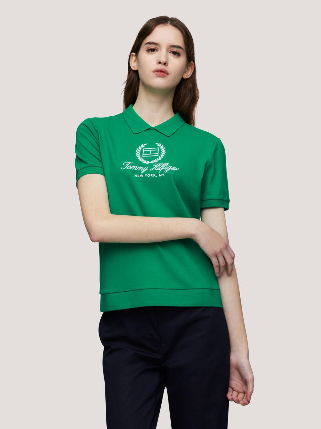 NYC Logo Embroidery Polo, Olympic Green, hi-res