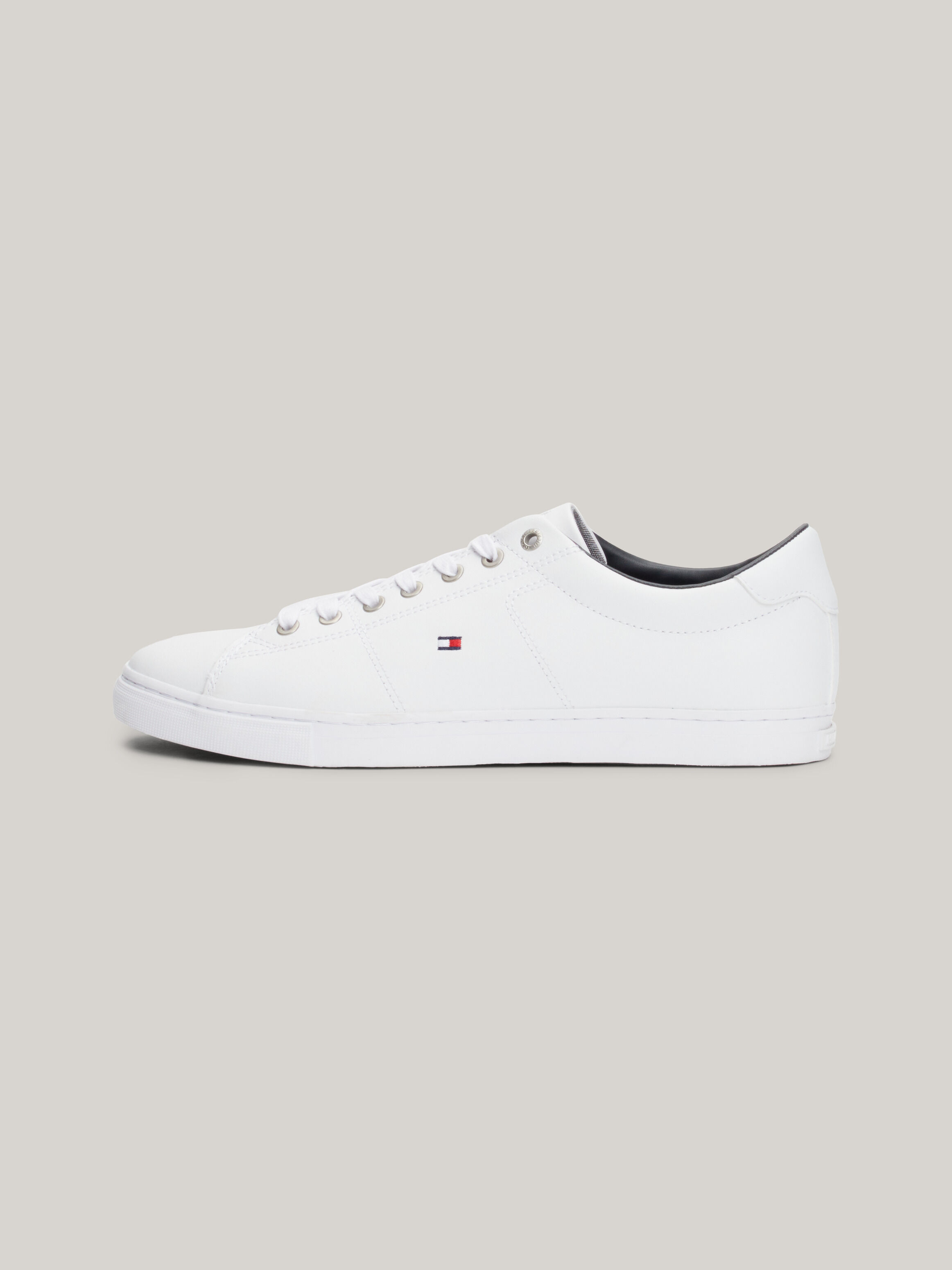 Essential Leather Lace Up Trainers white Tommy Hilfiger Malaysia