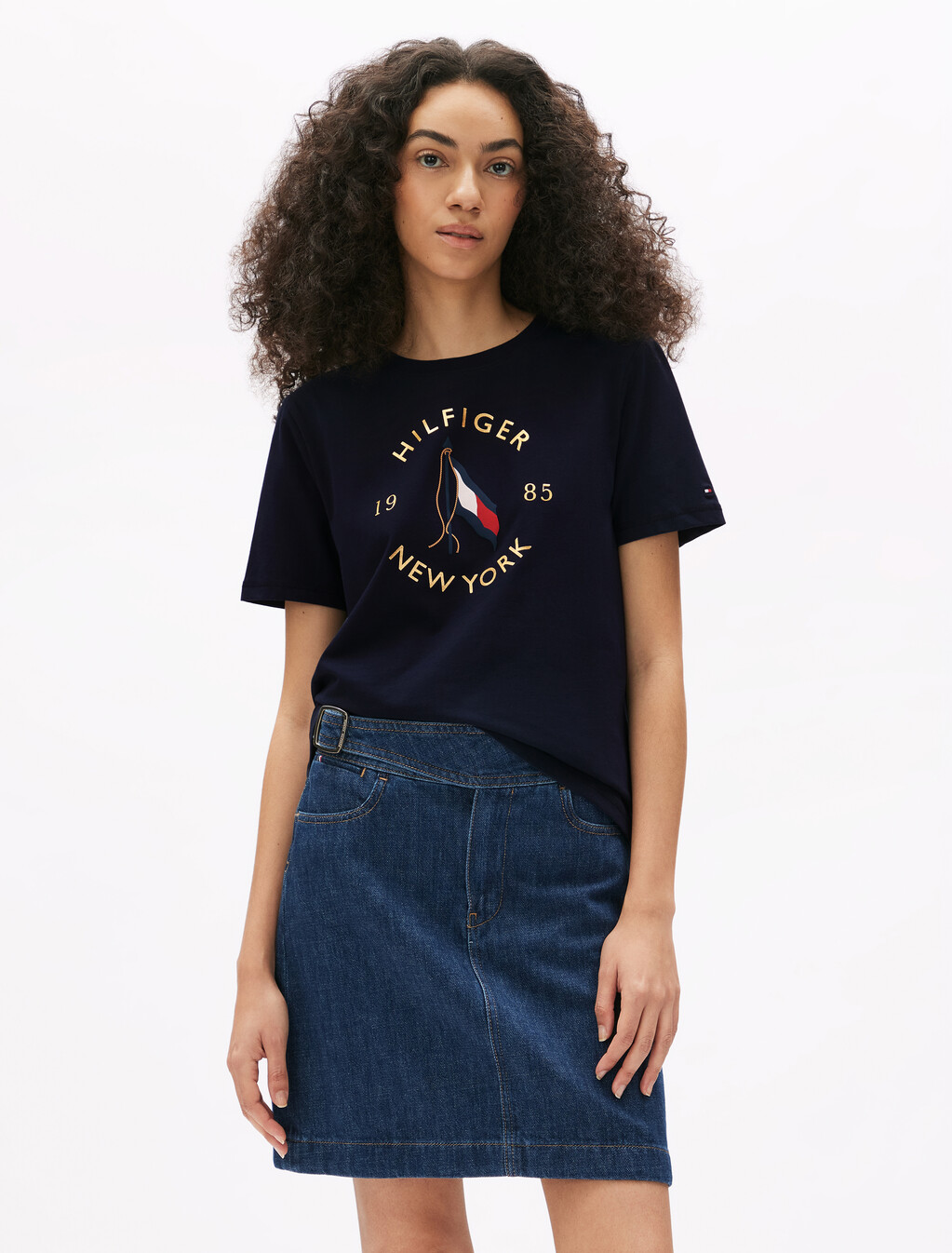Motion Flag Print T-Shirt, Dark Night Navy, hi-res