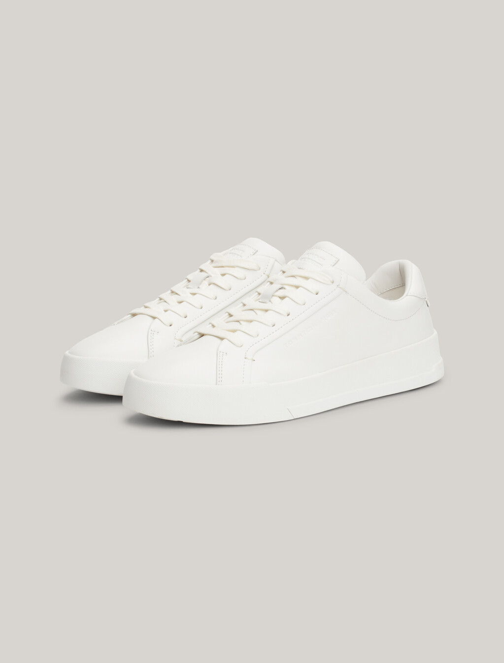 Premium Leather Court Trainers, Ecru, hi-res