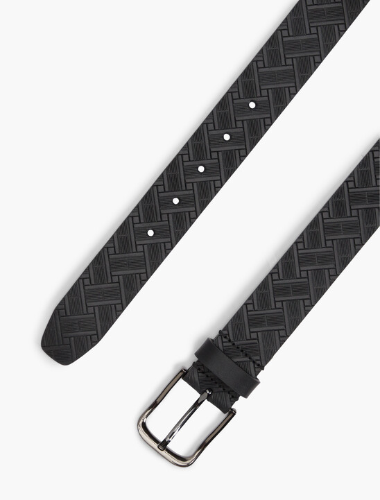 Flag Embossed Square Buckle Leather Belt