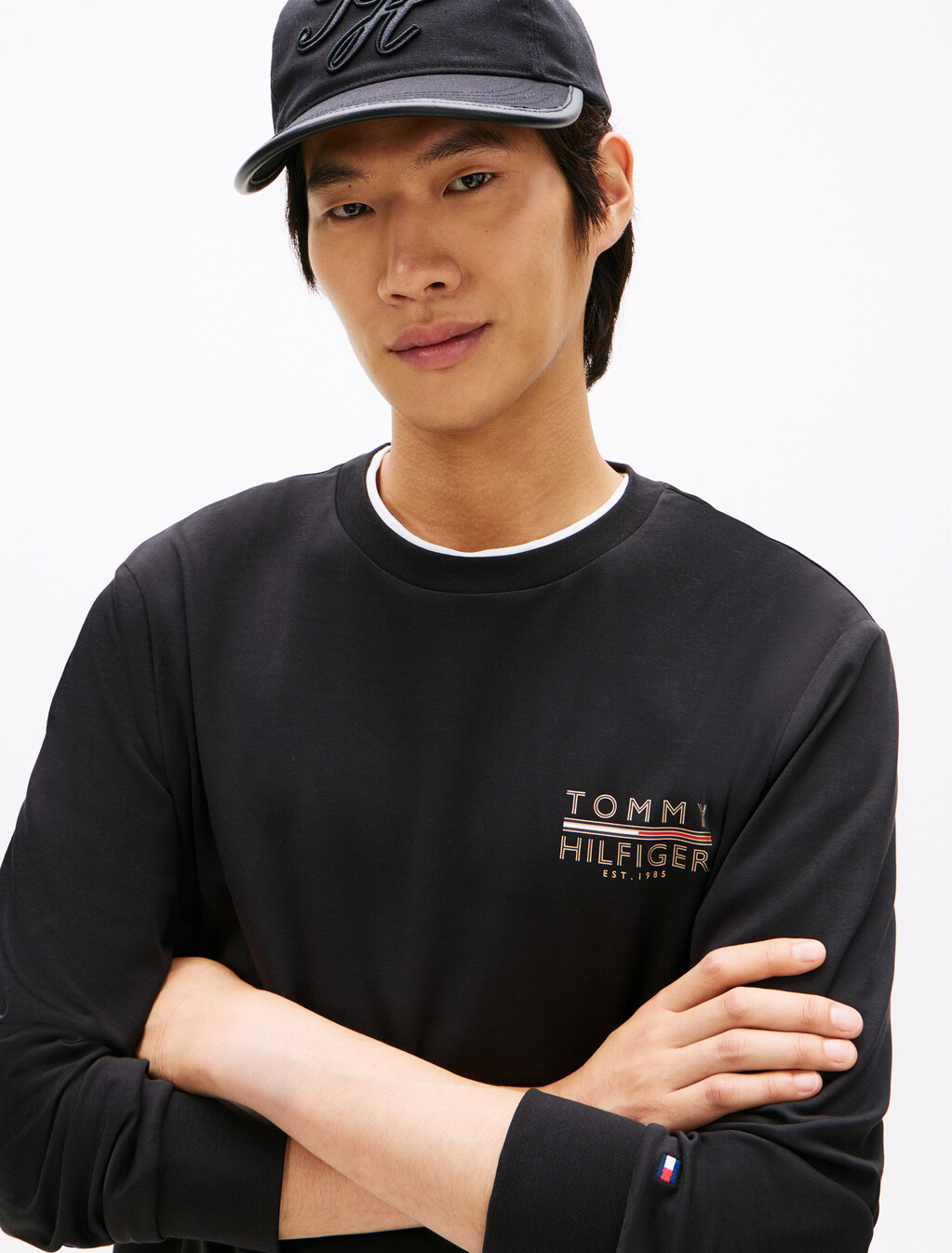 Icon Logo Embroidery Long Sleeve T-Shirt, Black, hi-res