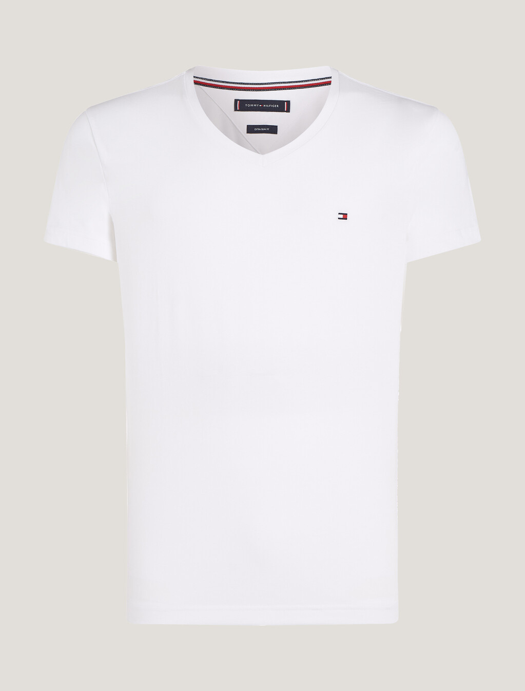 Core Stretch Slim V Neck T-Shirt, White, hi-res