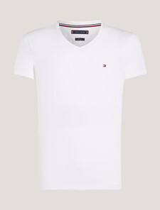 Core Stretch Slim V Neck T-Shirt, White, hi-res