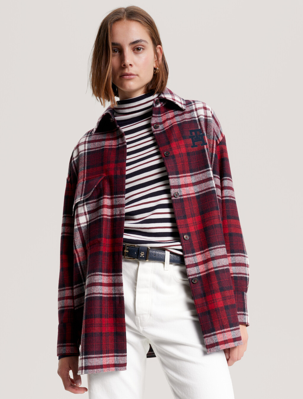Tommy Tartan Overshirt, Tommy Tartan Big Deep Rouge, hi-res