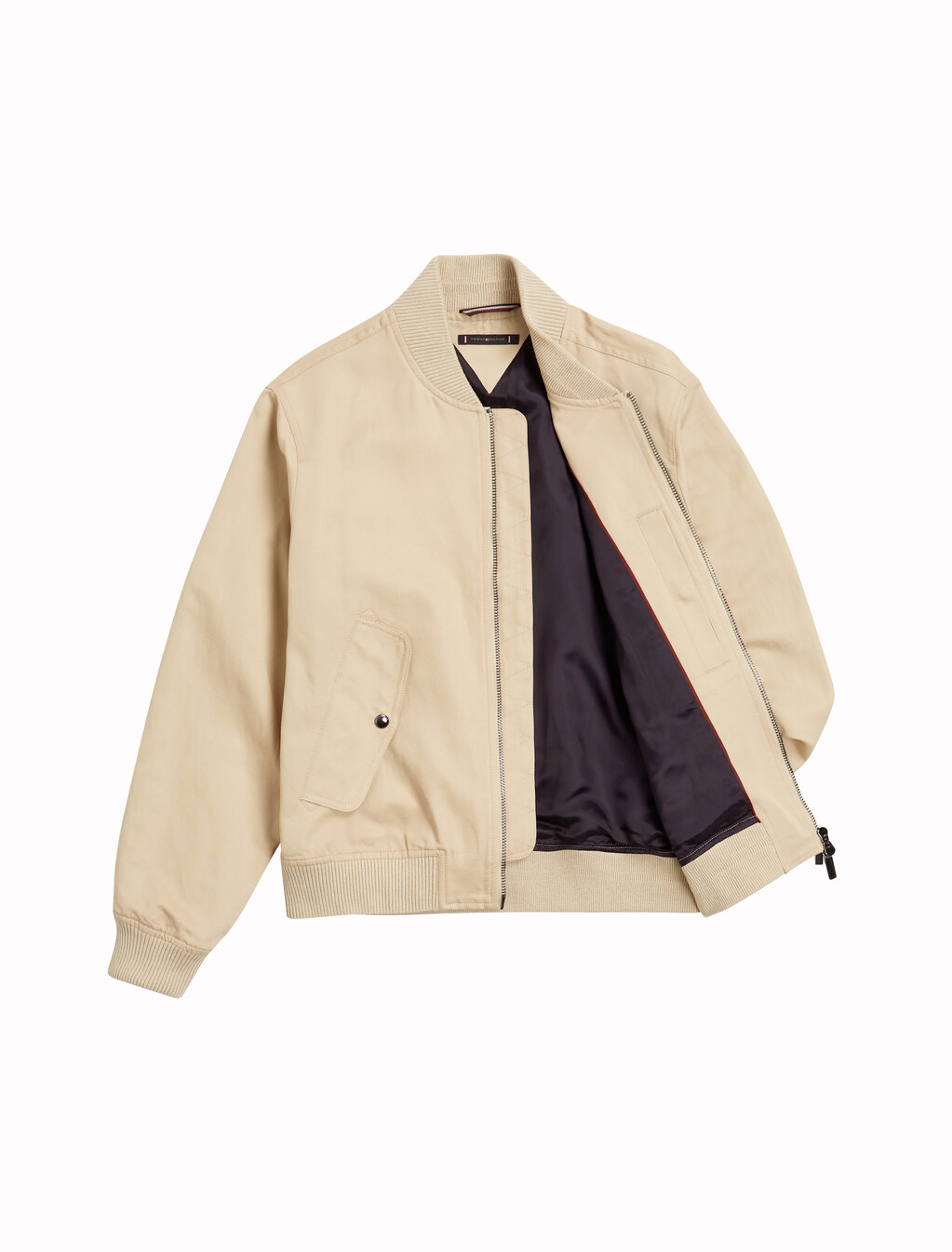 Smart Casual Linen Blend Bomber Jacket, Sandalwood, hi-res