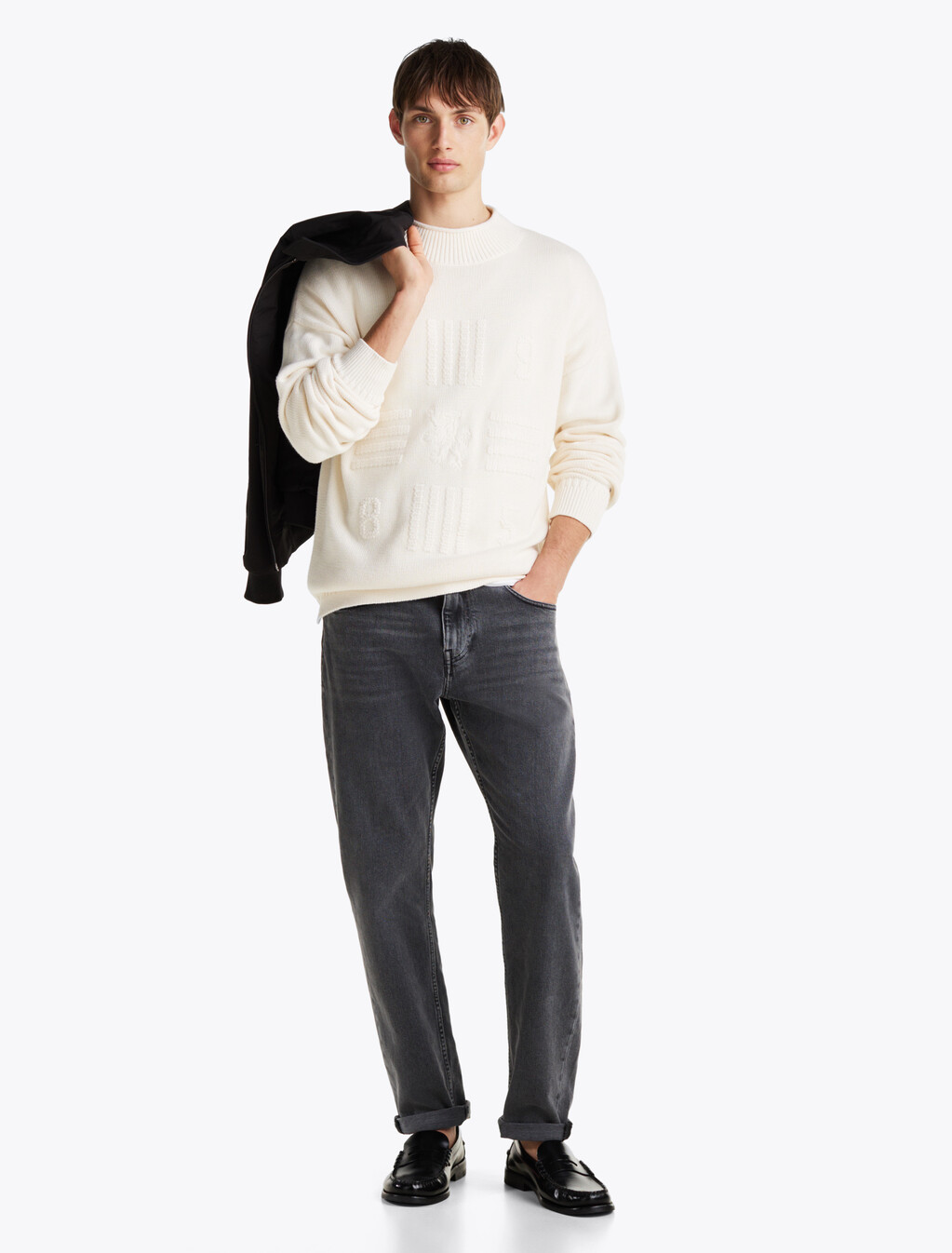 Whiskered Straight Tapered Leg Jeans, Trevor Grey, hi-res