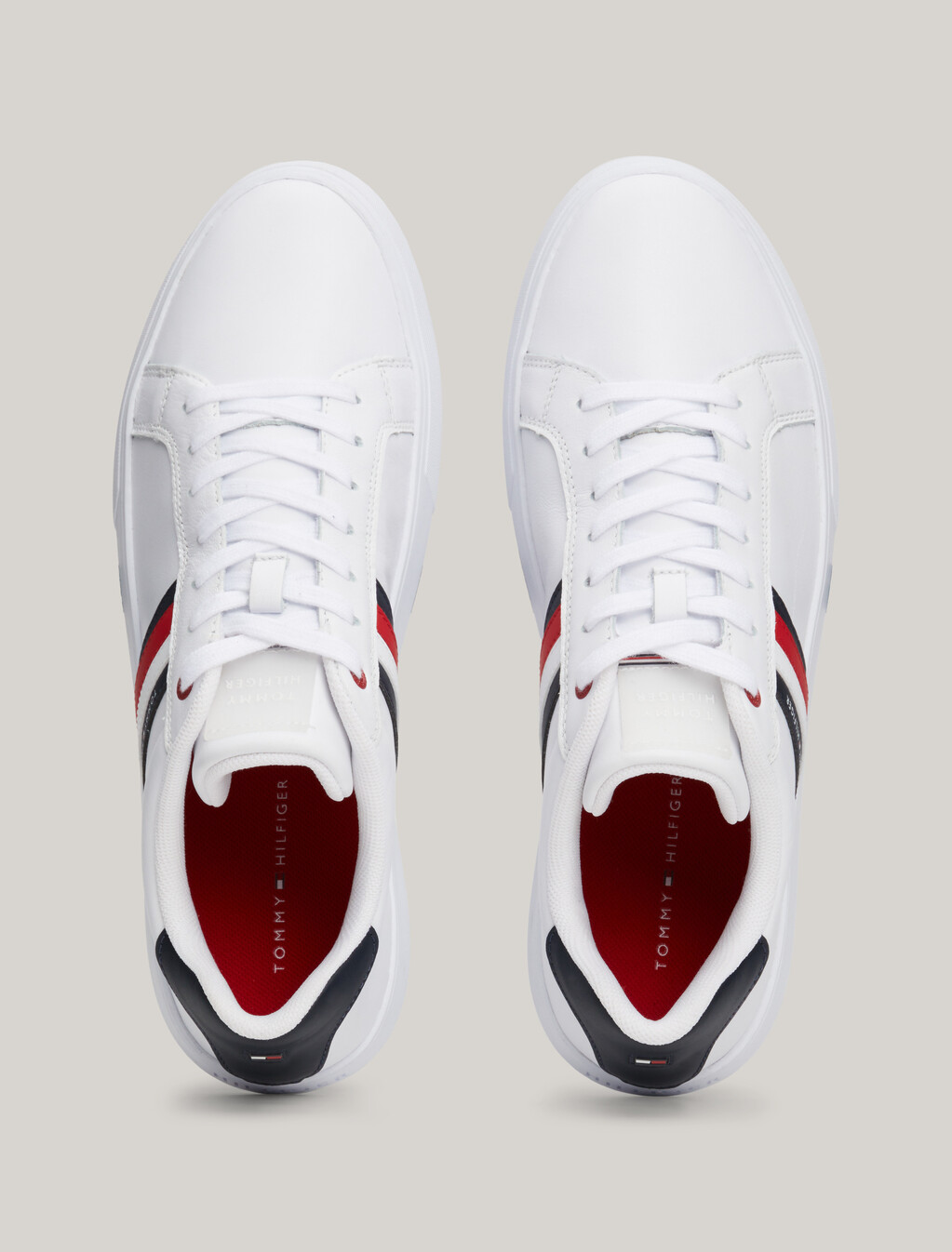 Essential Leather Cupsole Trainers, White, hi-res