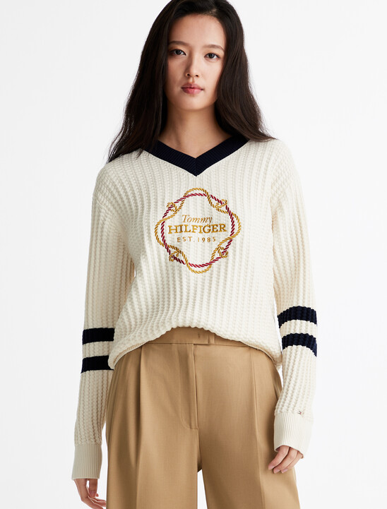 Graphic V Neck Sweater