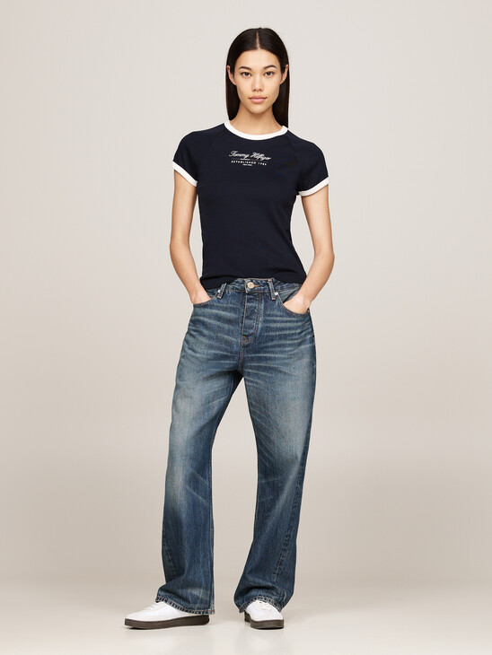 Contrast Trim Logo Slim T-Shirt