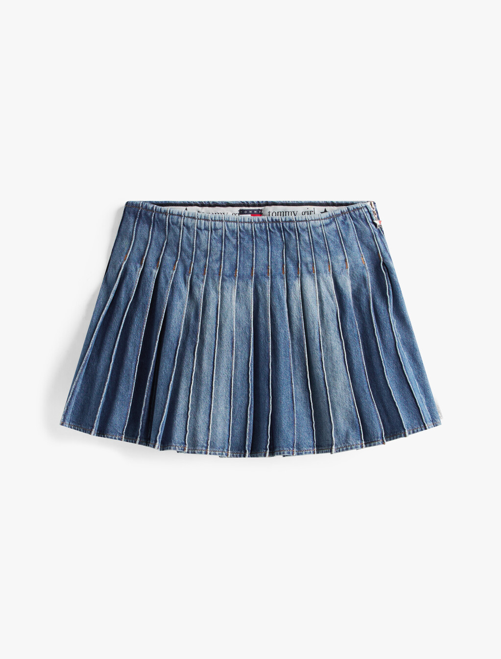 Tommy Girl Denim Pleated Mini Skirt, Indigo Wash, hi-res