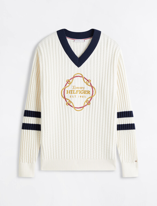 Graphic V Neck Sweater