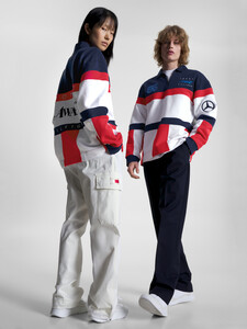 TOMMY X MERCEDES-AMG F1 X AWAKE NY ALL-OVER FLAG RUGBY SHIRT, Yale Navy/White/Deep Crimson, hi-res
