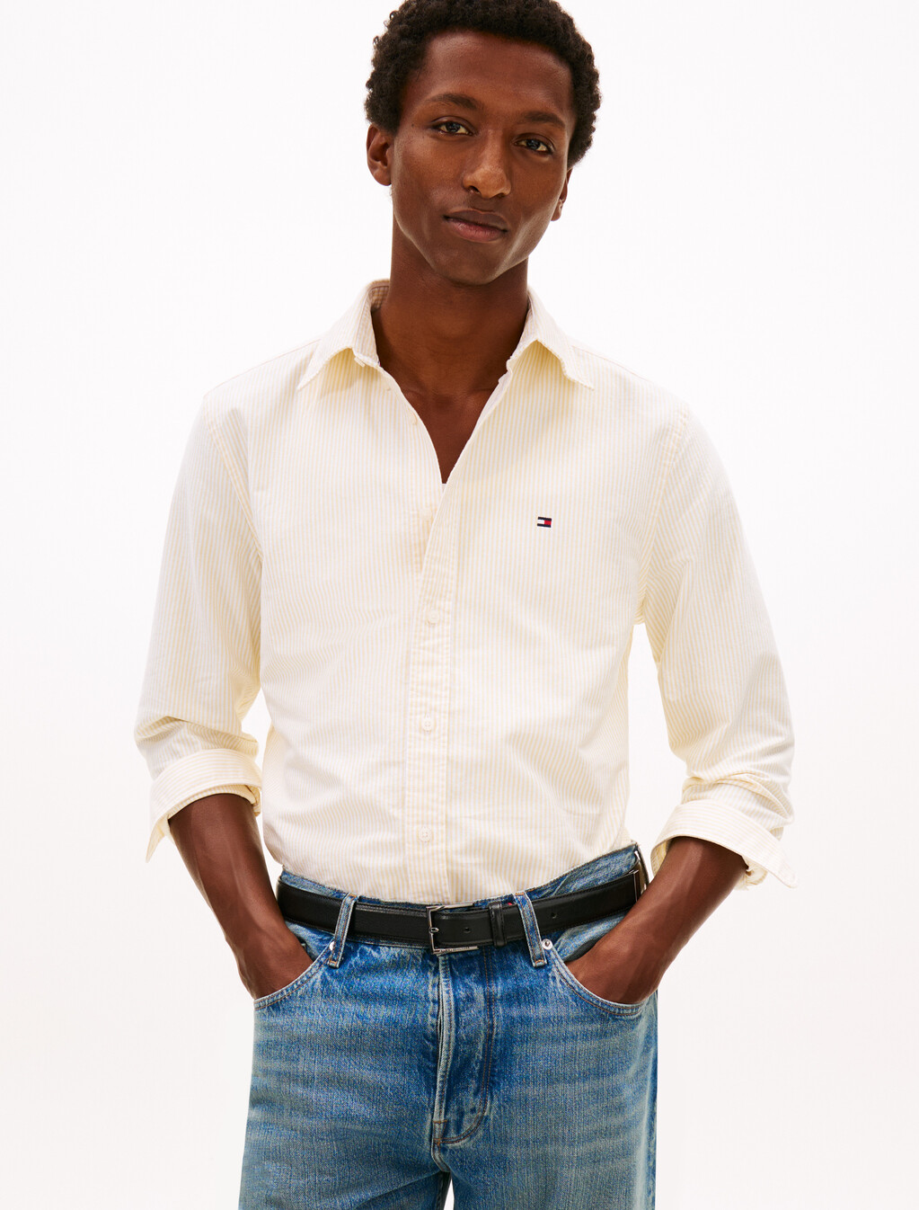 Asia Fit Heritage Stripe Oxford Shirt, Morningside Yellow / Optic White, hi-res