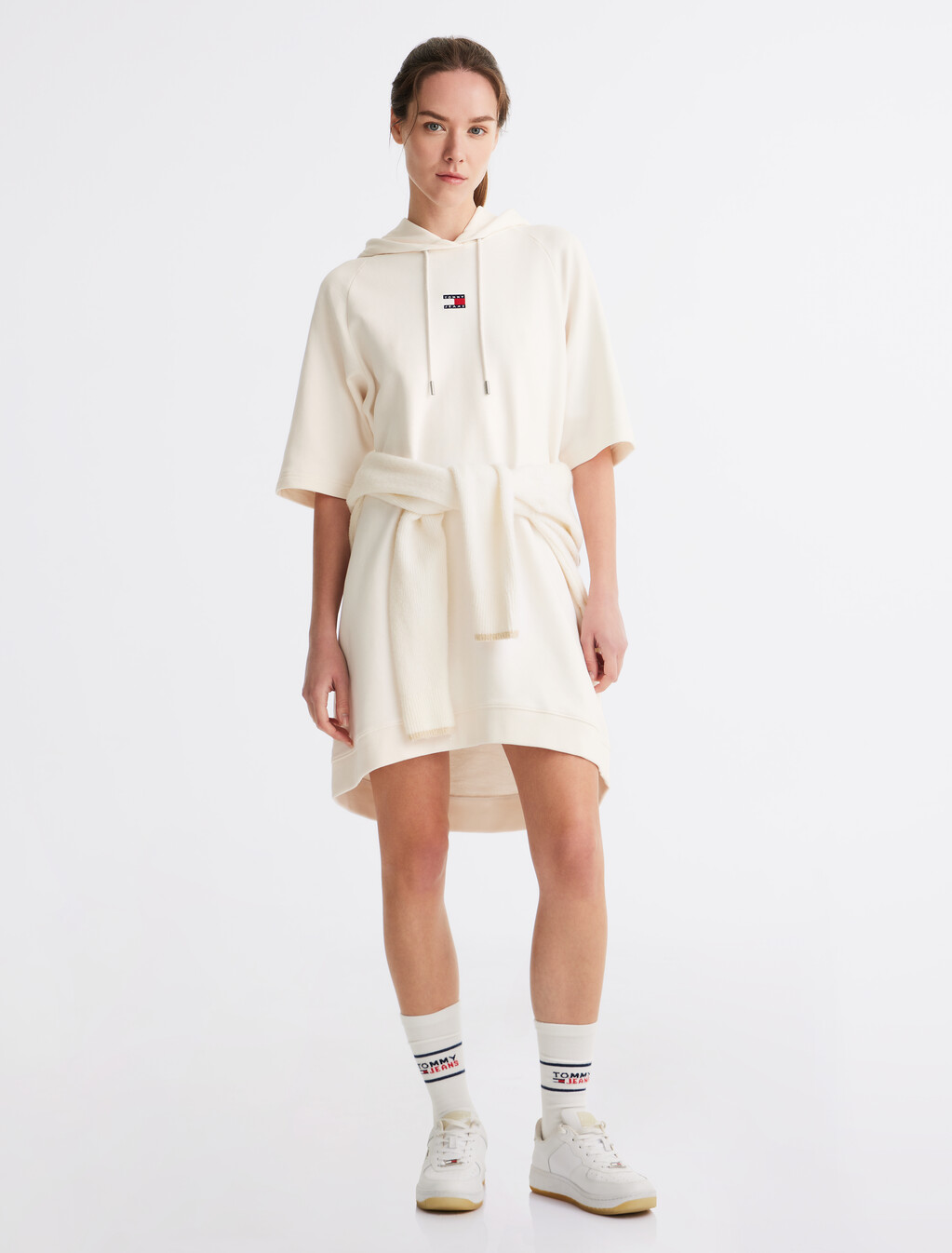 Crest Hoodie Dress, Ancient White, hi-res