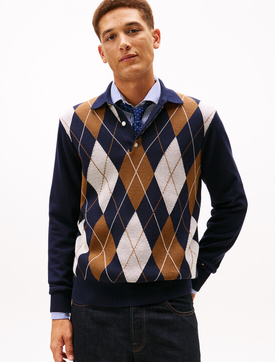 Argyle Rugby Collar Jumper