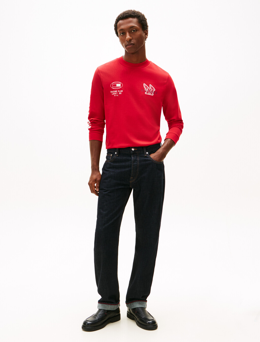 Graphic Jersey Long Sleeve T-Shirt, Medium Red, hi-res