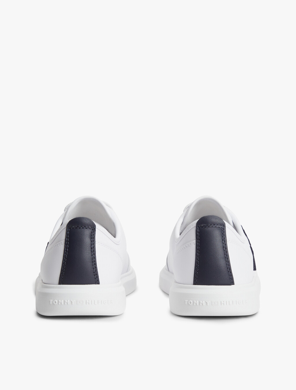 Logo Lightweight Leather Court Trainers, White/Space Blue, hi-res