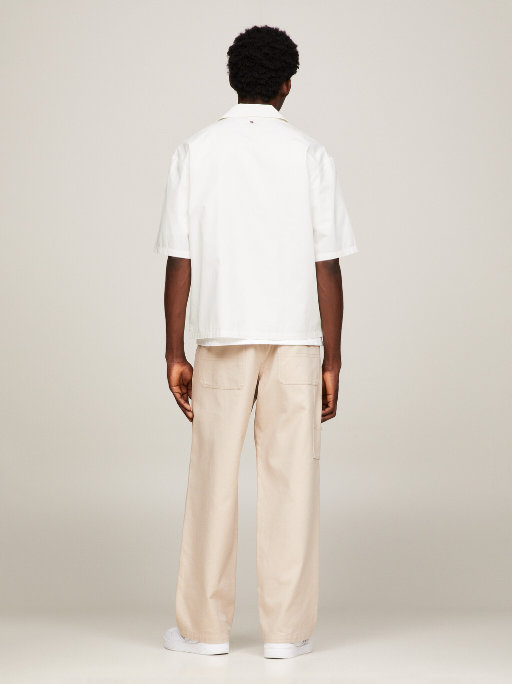 Dual Gender Boxy Cropped Short Sleeve Shirt, Creamy White, hi-res