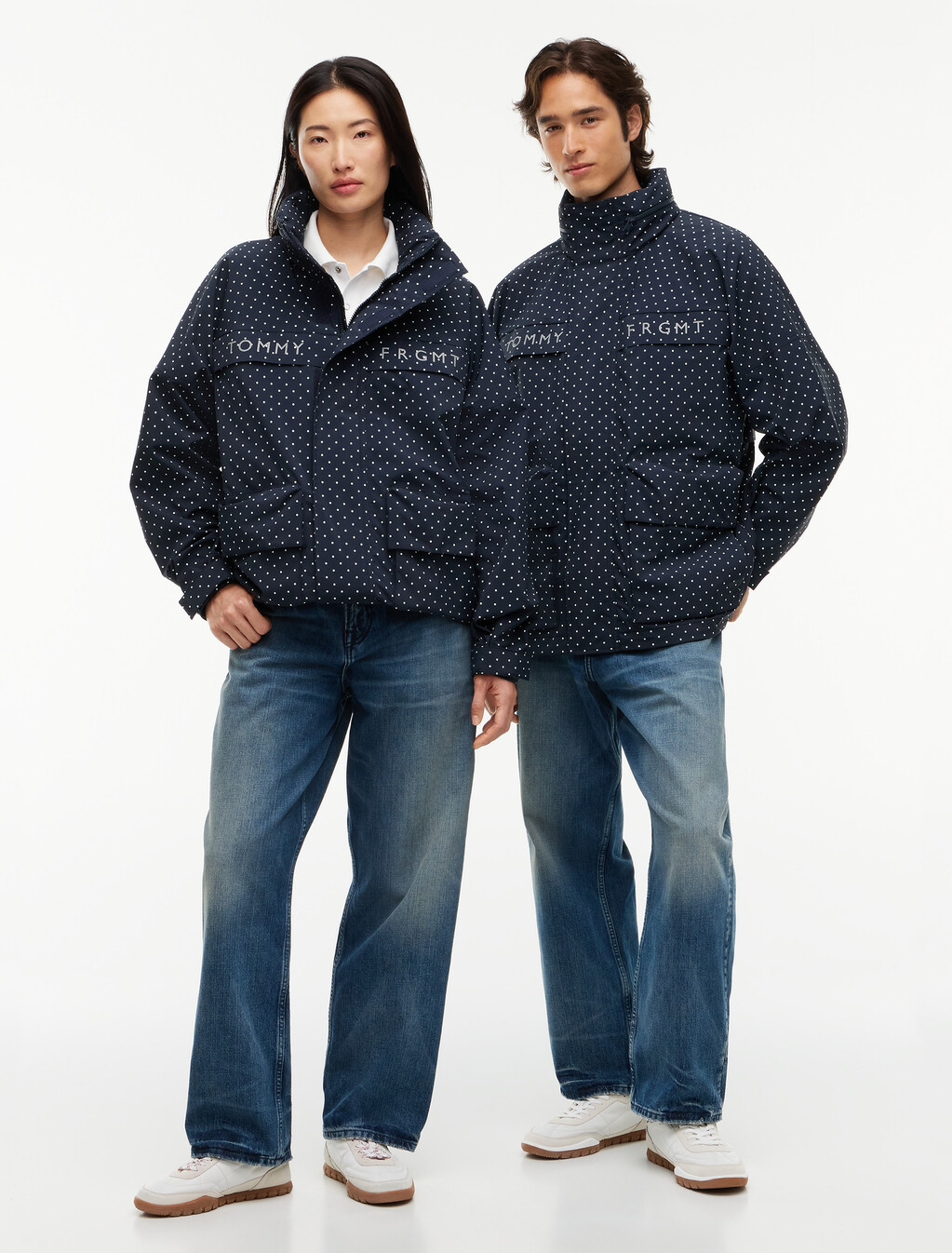 Polka Dot Field Jacket, Navy Blue Polka Dot, hi-res