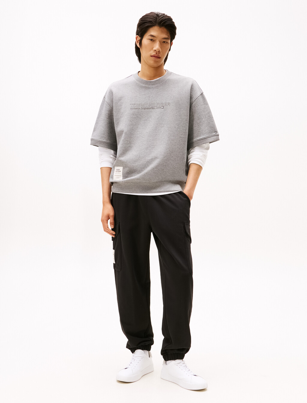 Heavy Twill Short Sleeve Sweatshirt, Medium Grey Heather, hi-res