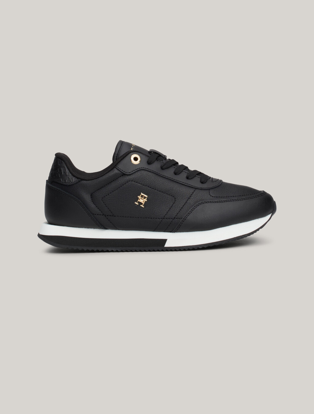 Essential Mixed Texture Panel Trainers, Black, hi-res