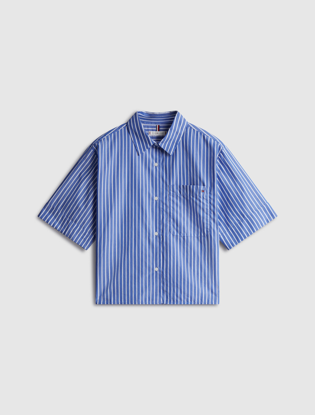Poplin Boxy Short Sleeve Shirt, Stacking Stp/ Verona Blue, hi-res