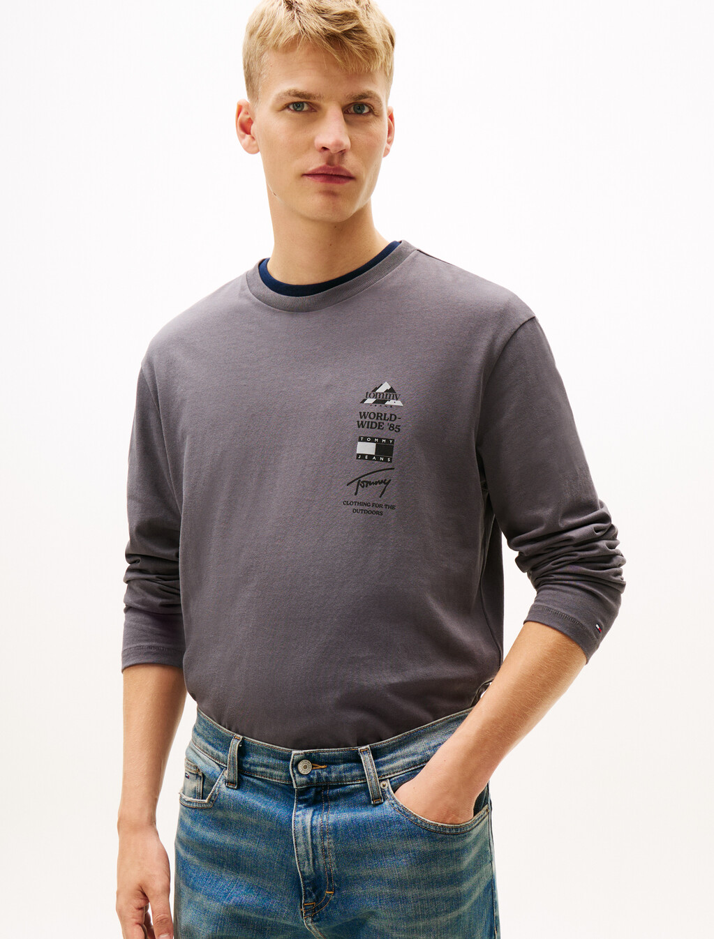 Back Graphic Relaxed Long Sleeve T-Shirt, Washed Black, hi-res