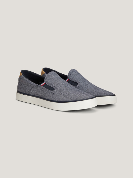 Linen Chambray Slip-On Trainers