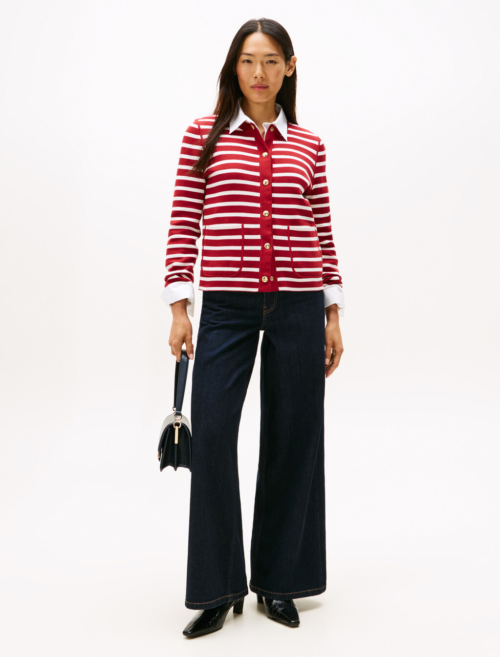 Reversible Cardigan, Br Stp Regatta Red / Ivory Silk, hi-res