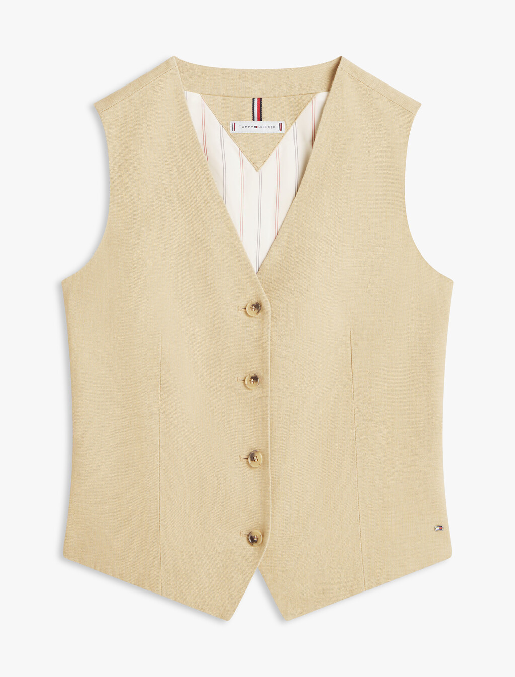 Essential Linen Vest, Beige, hi-res