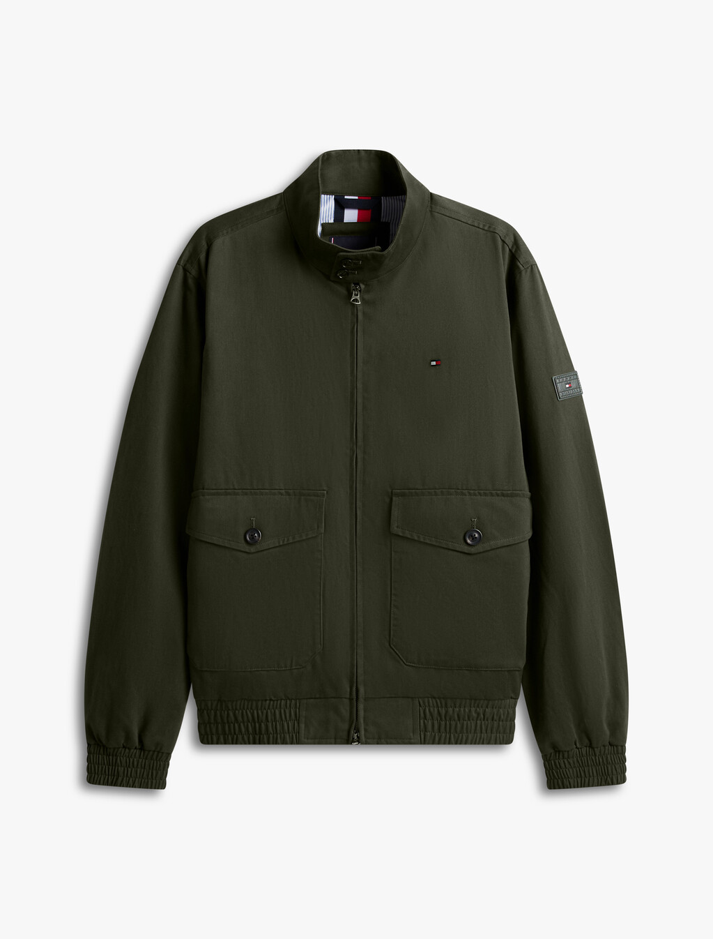 Logo Patch Zip-Thru Harrington Jacket, Eclipse Green, hi-res