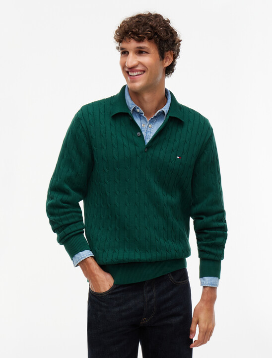 Cable Knit Polo Jumper