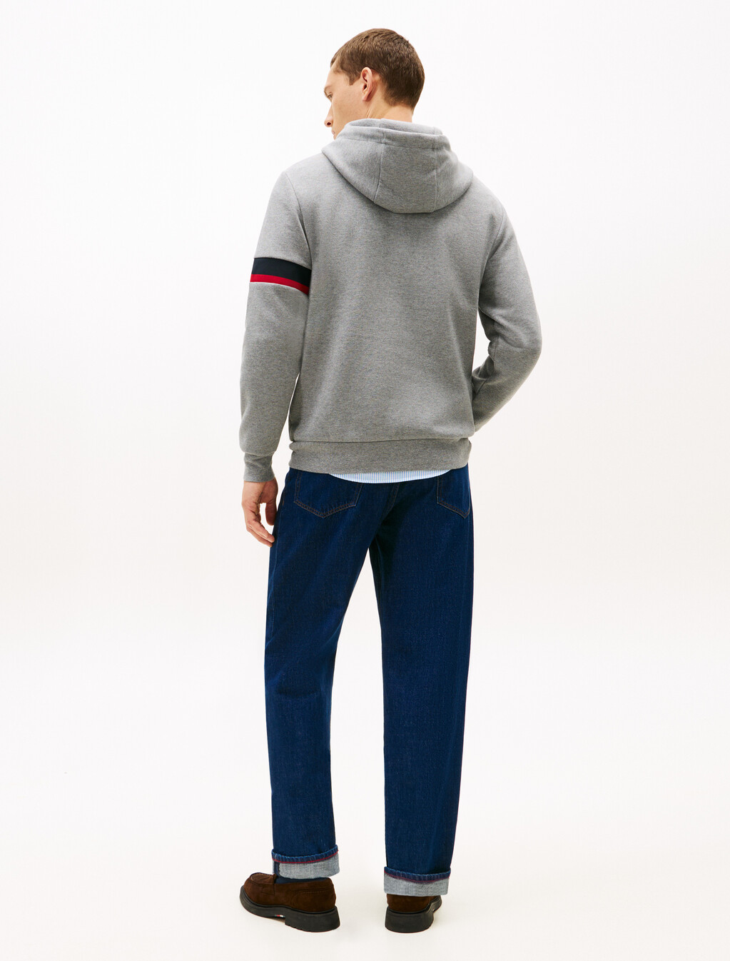 Stripe Panel Insert Hoodie, Medium Grey Heather, hi-res