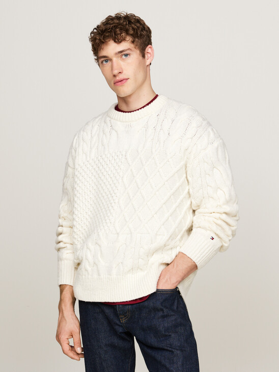 Wool Rich Cable Knit V-Neck Jumper