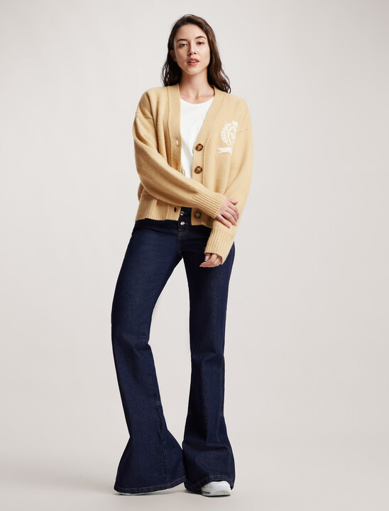 Crest Relaxed Letterman Wool Cardigan