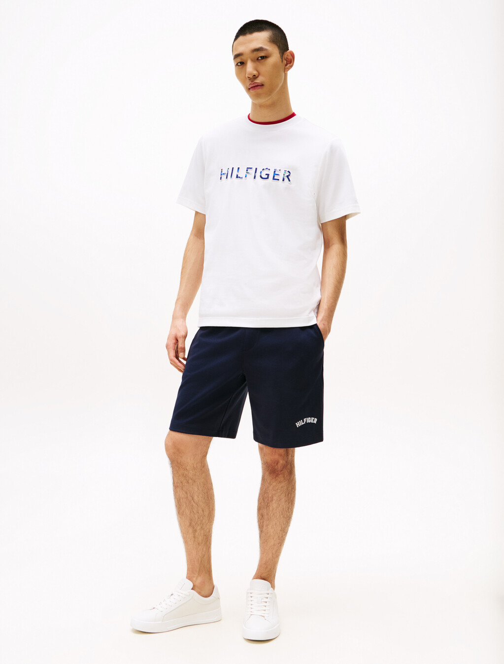 Hilfiger Embossed Logo T-Shirt, White, hi-res