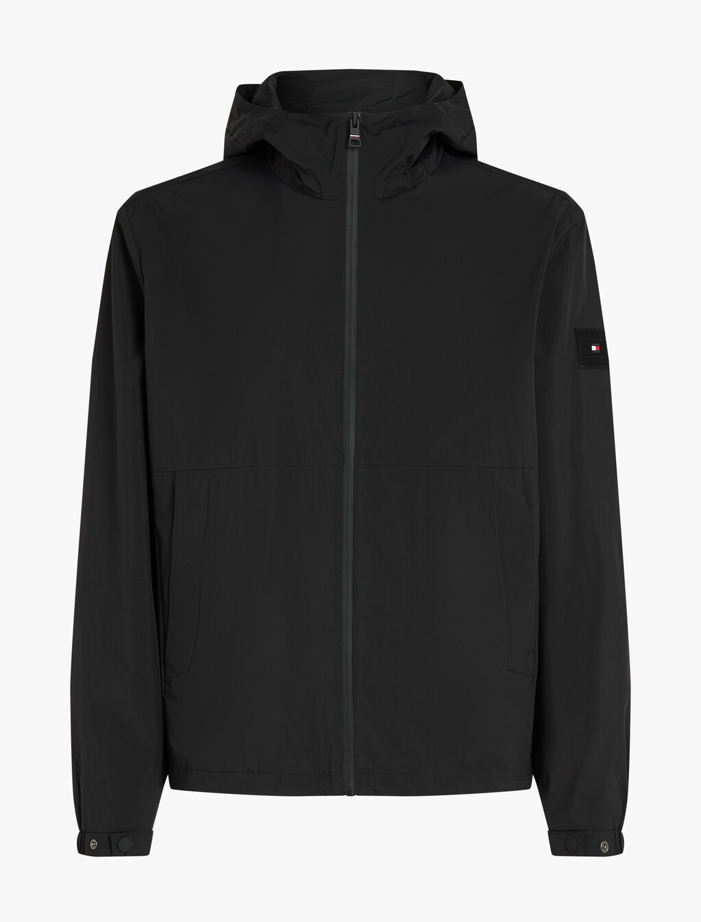 Hooded Nylon Jacket, Black, hi-res