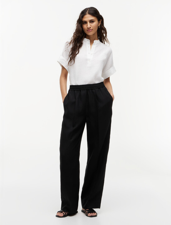 Loose Straight Trousers With Linen