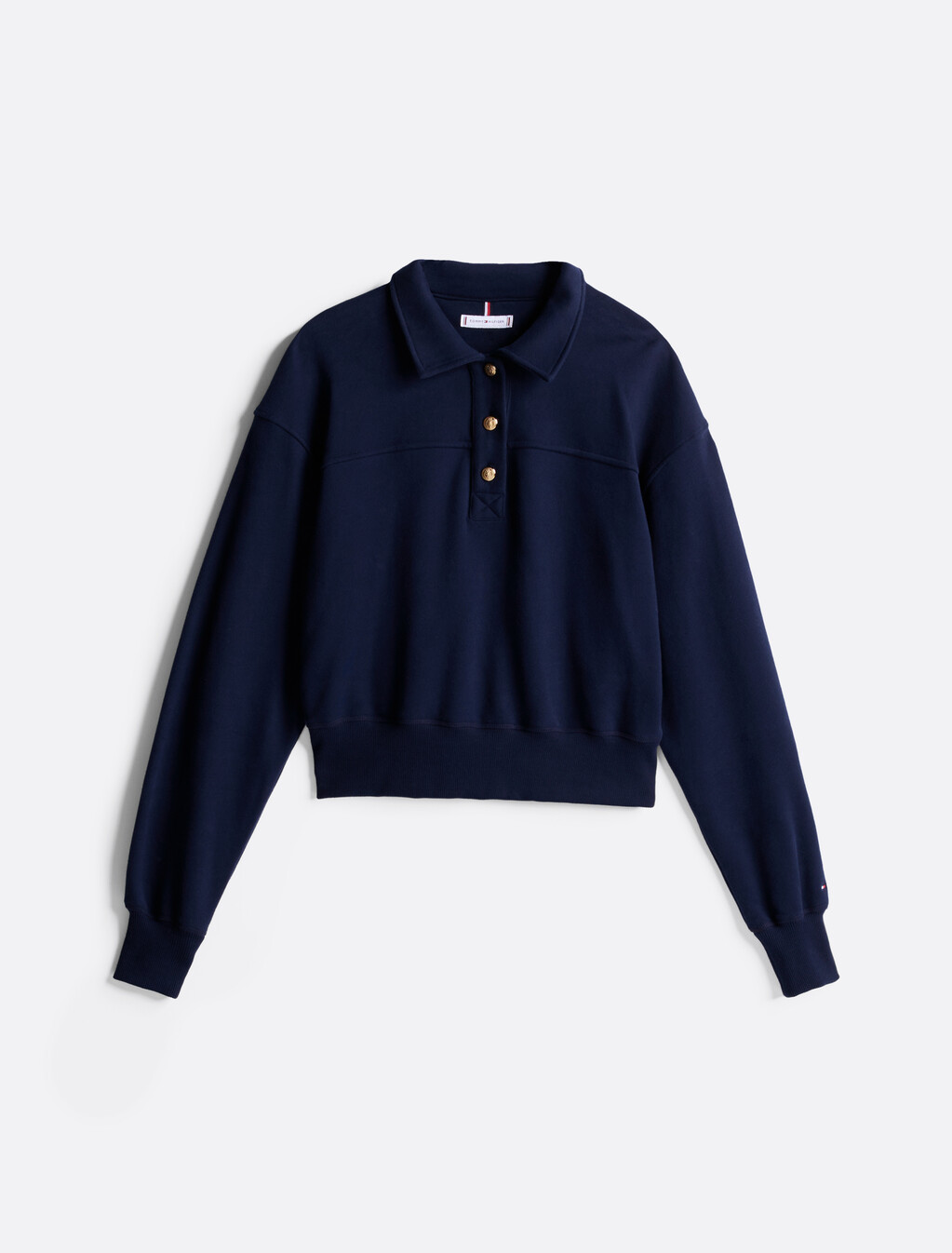 Polo Collar Terry Sweatshirt, Dark Night Navy, hi-res