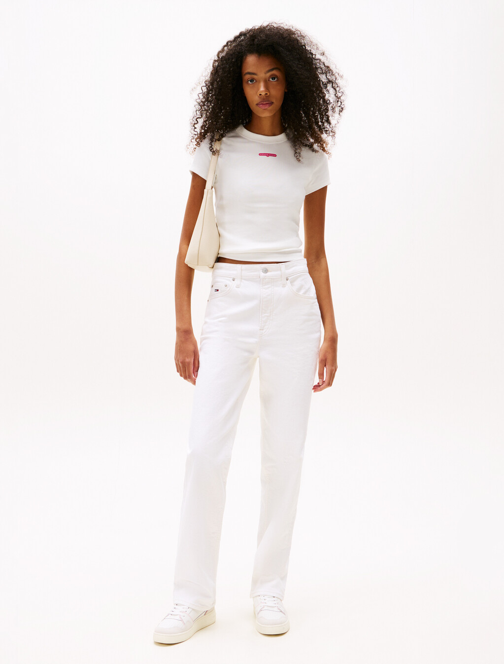 Script Logo Rib Knit T-Shirt, Ecru, hi-res