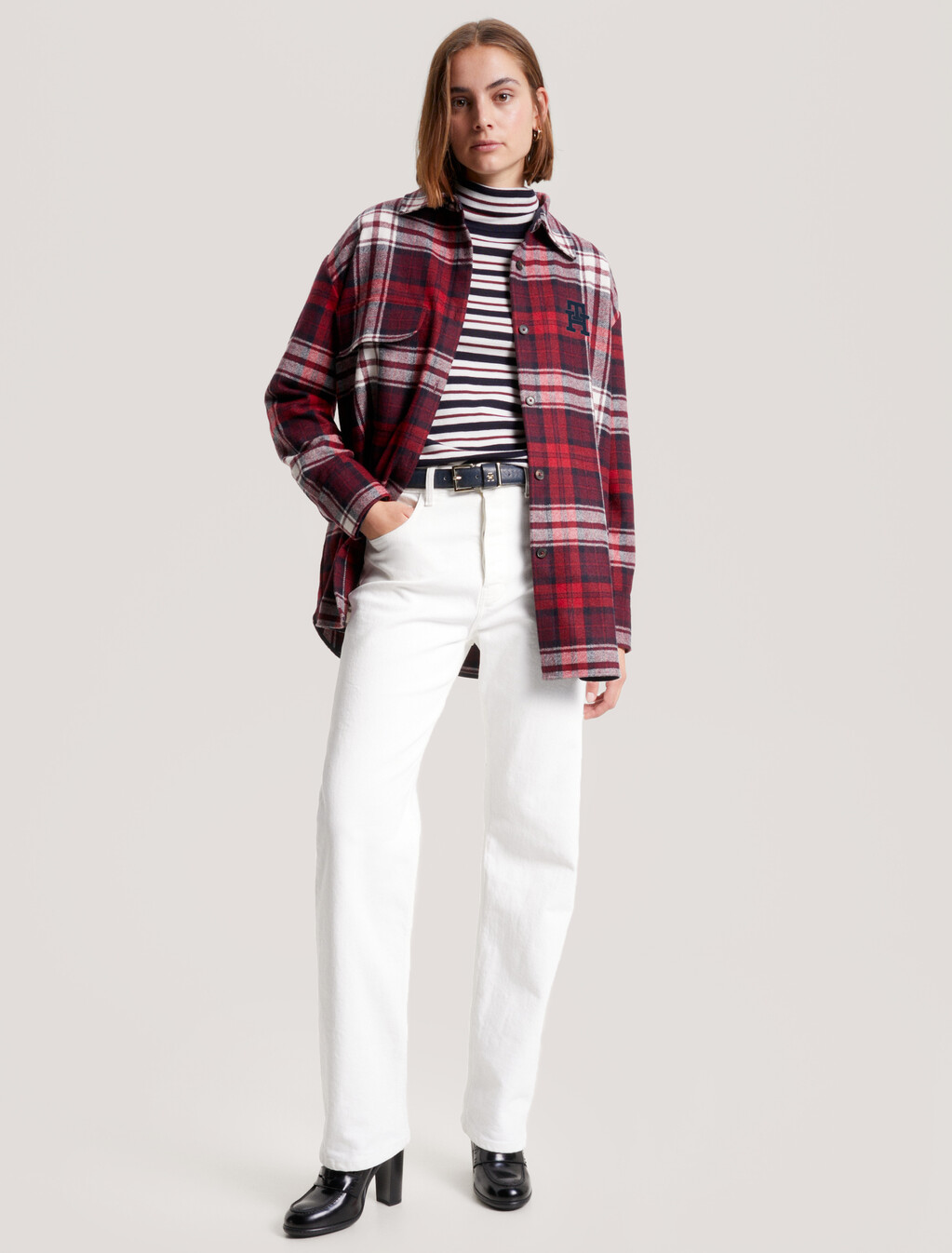 Tommy Tartan Overshirt, Tommy Tartan Big Deep Rouge, hi-res